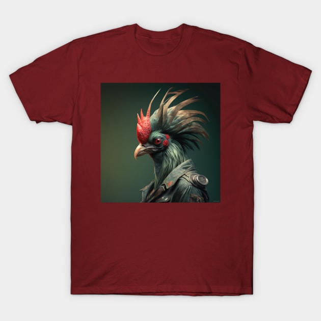 rooster punk guardian side 2 T-Shirt by Ginta Art Abstract 